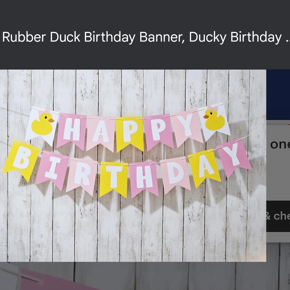 Pink and Yellow Rubber Duck Birthday Banner